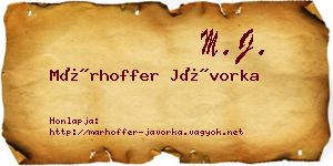 Márhoffer Jávorka névjegykártya